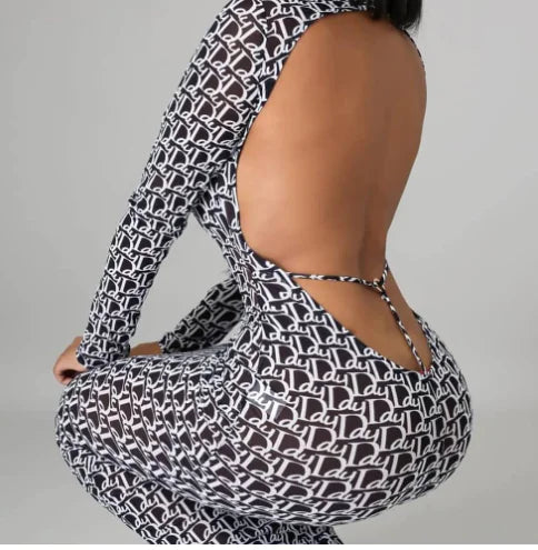 Backless Women's Mesh Floral Apparel